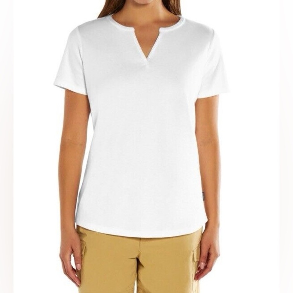 NWT Eddie Bauer White Short Sleeve V-Neck Tee Women's XS